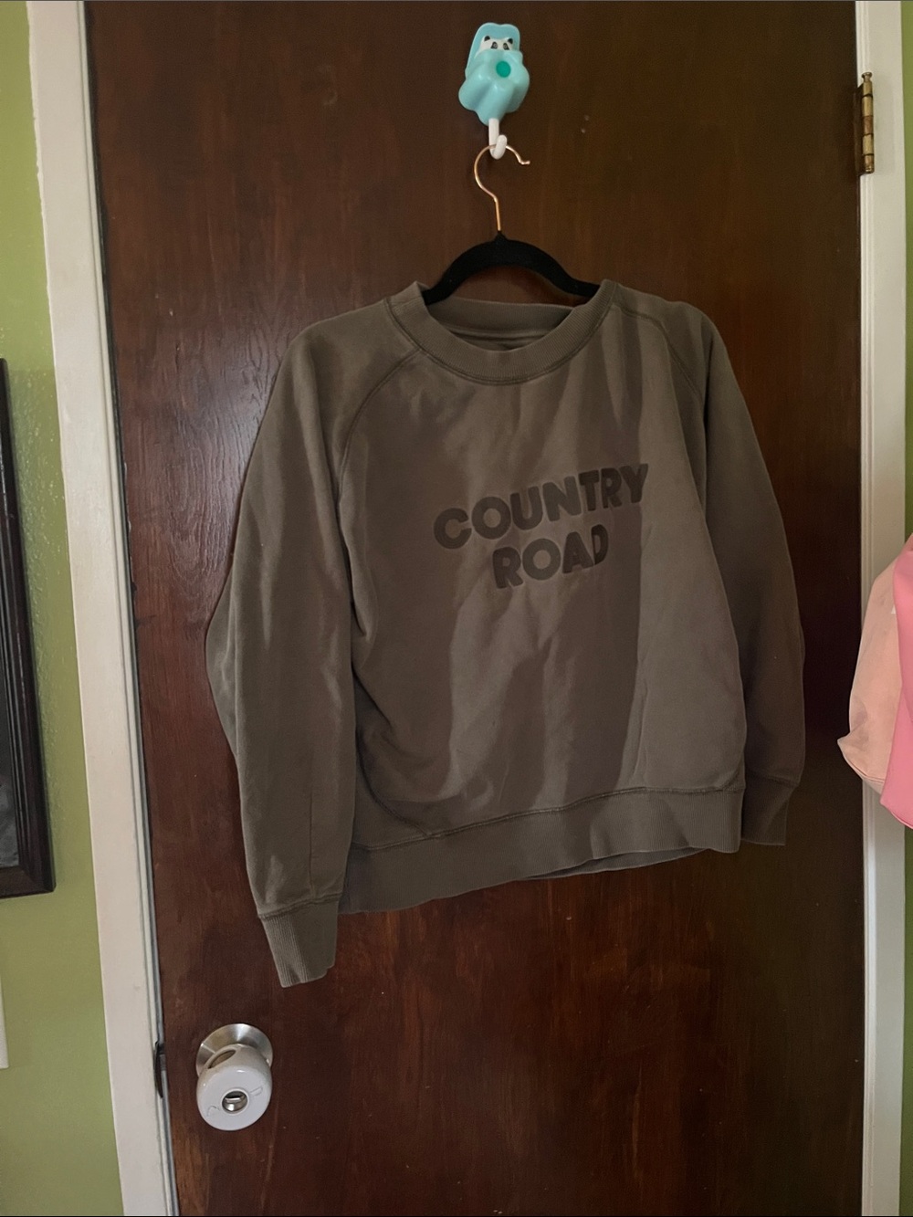 Country Road Olive Crewneck Sweatshirt with Chest Logo